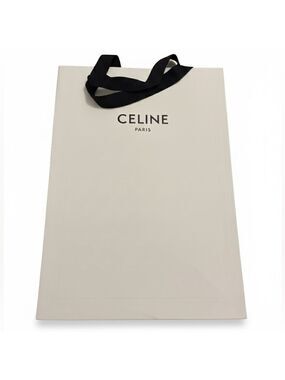 CELINE Large Paper Shopping Bag Black Logo Ribbon